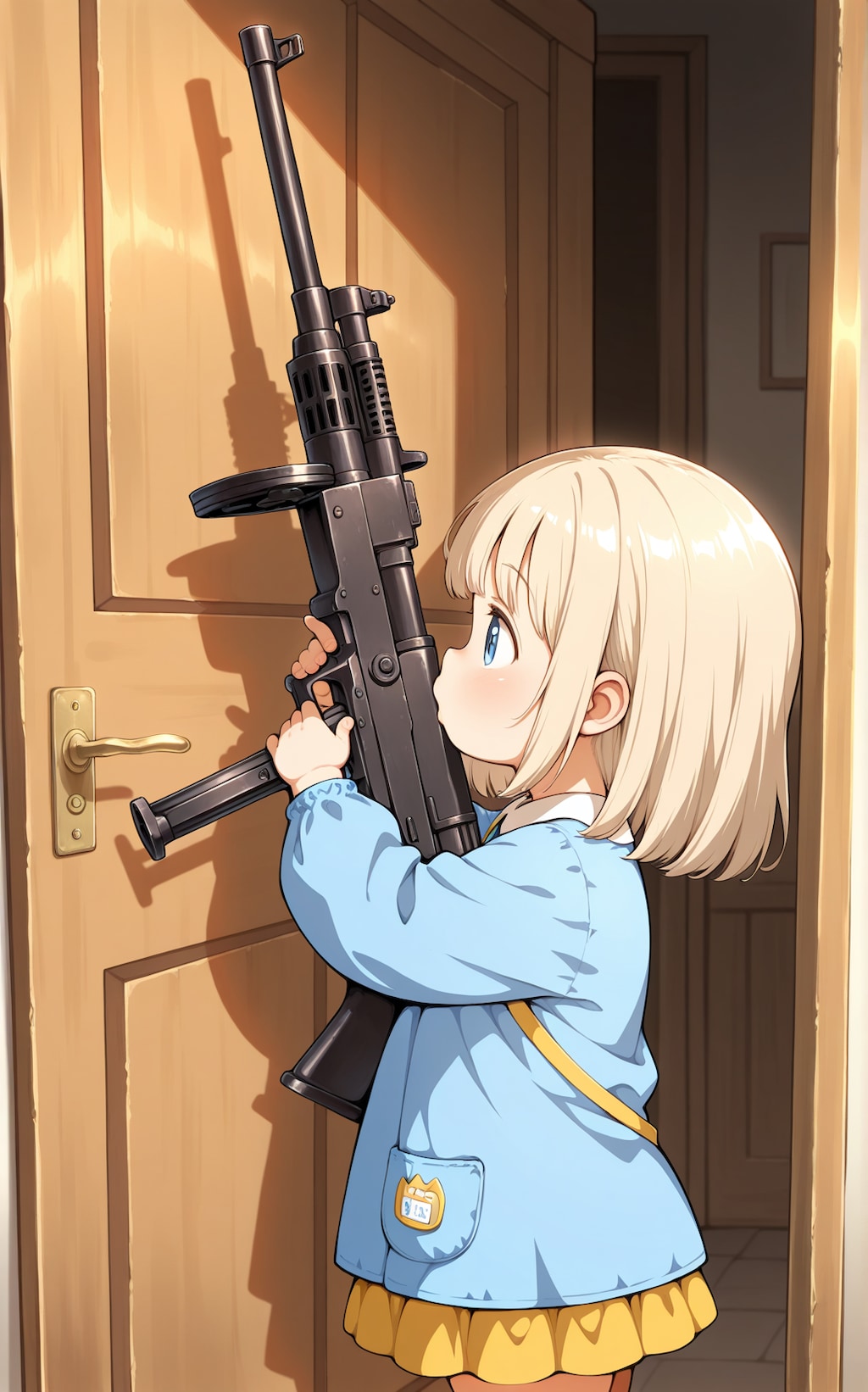 園児服と機関銃