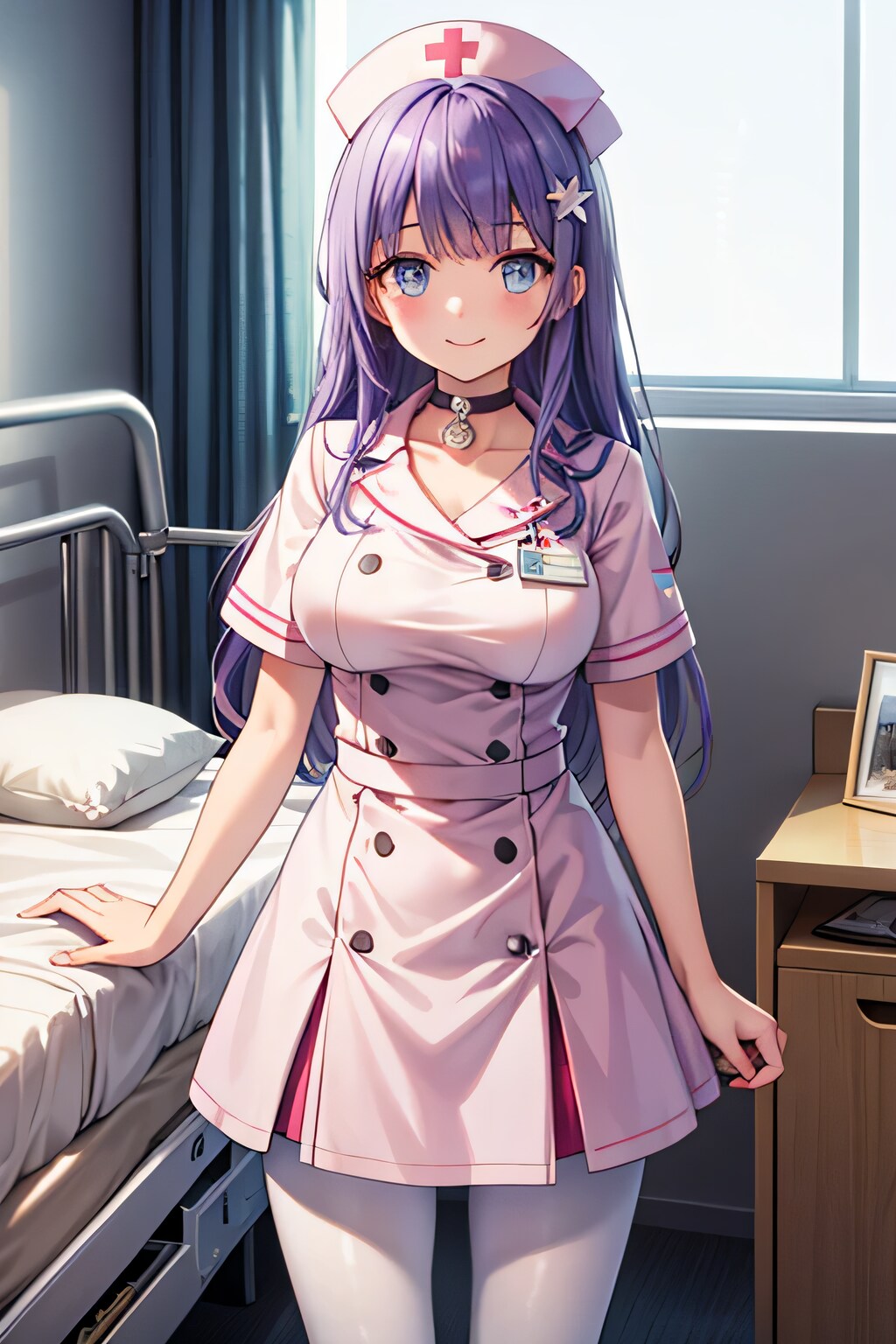 紫髪ロングで白衣の少女２ | の人気AIイラスト・グラビア