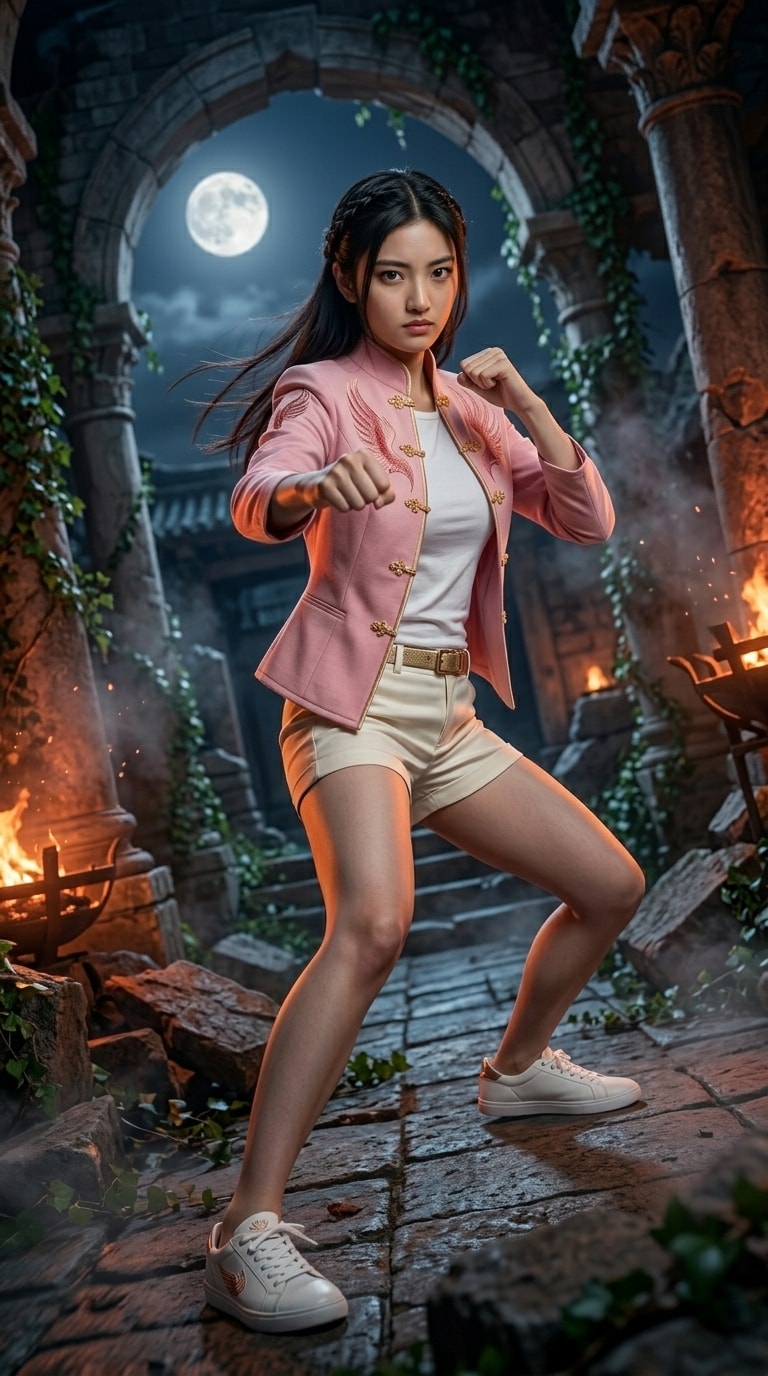 戦隊ヒロイン私服アクション