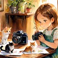 猫の写真を撮ってる女の子 2枚目