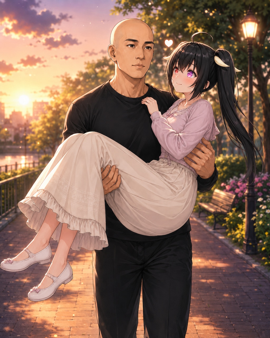 お姫様抱っこで散歩
