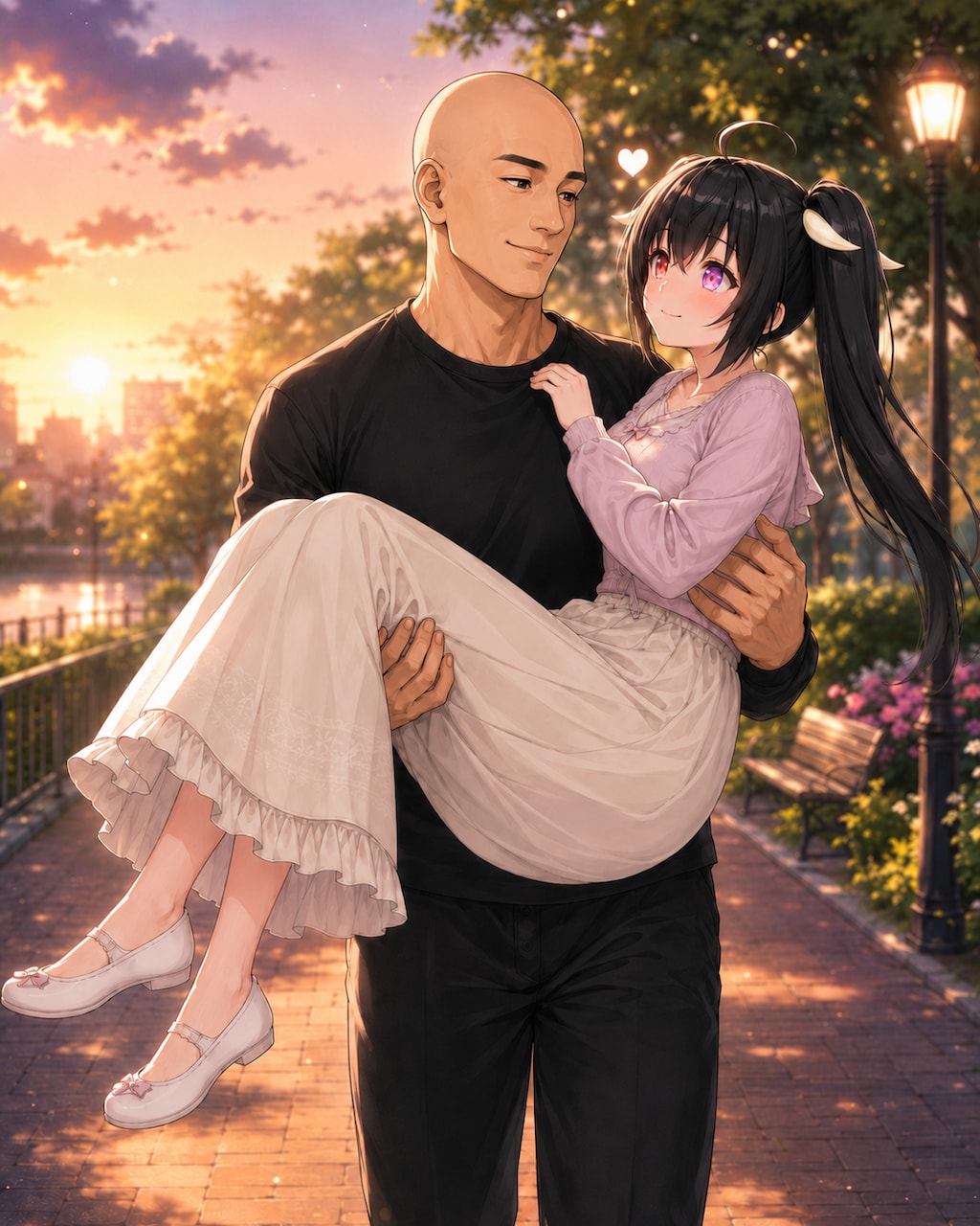 お姫様抱っこで散歩