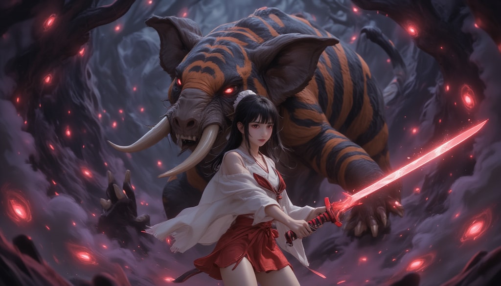 幻獣　その１９　獏と巫女　悪夢を破り　喰らう者