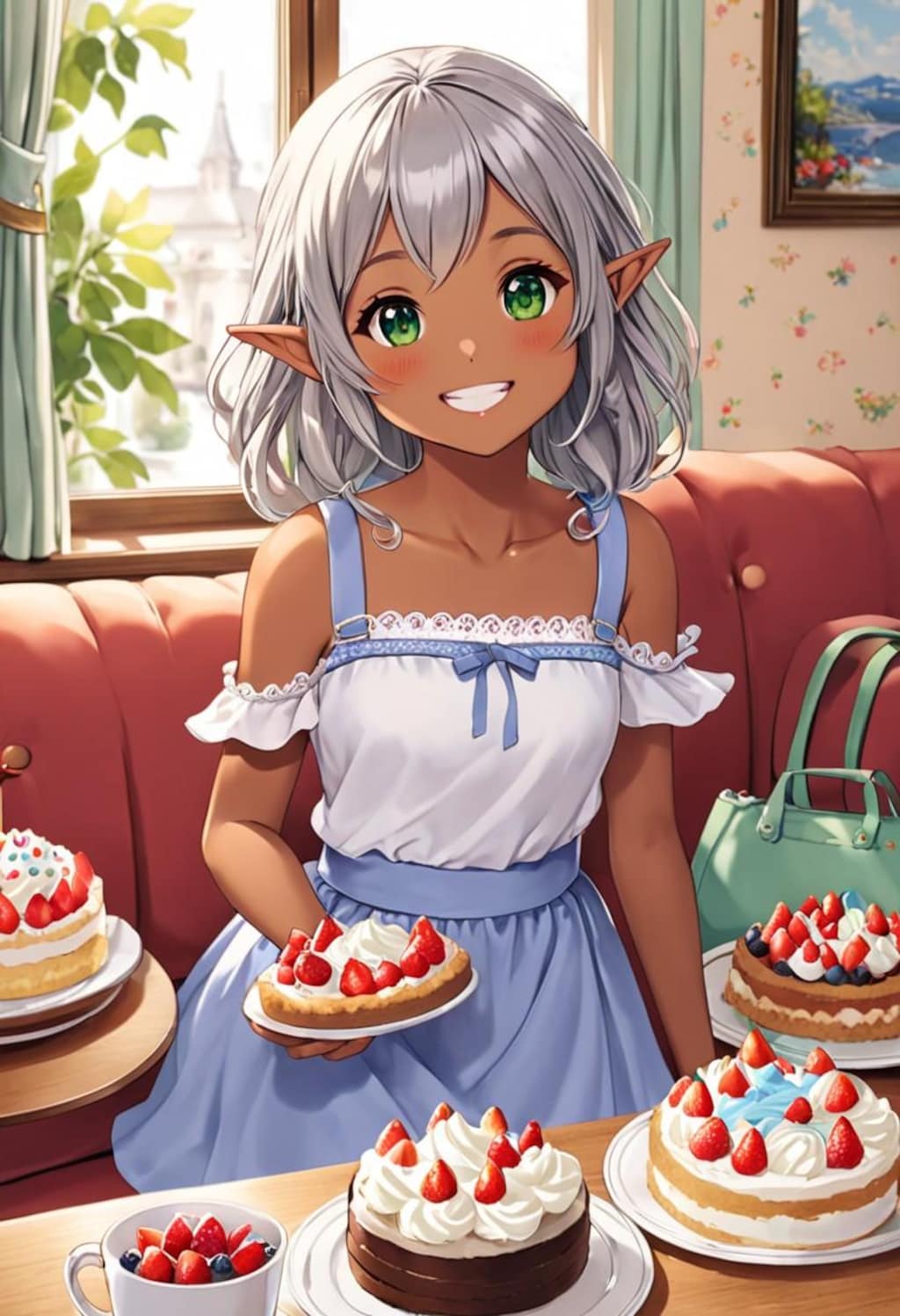 ケーキ大好きダークエルフちゃん