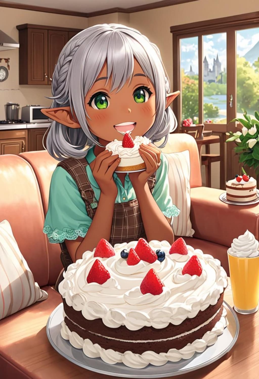 ケーキ大好きダークエルフちゃん