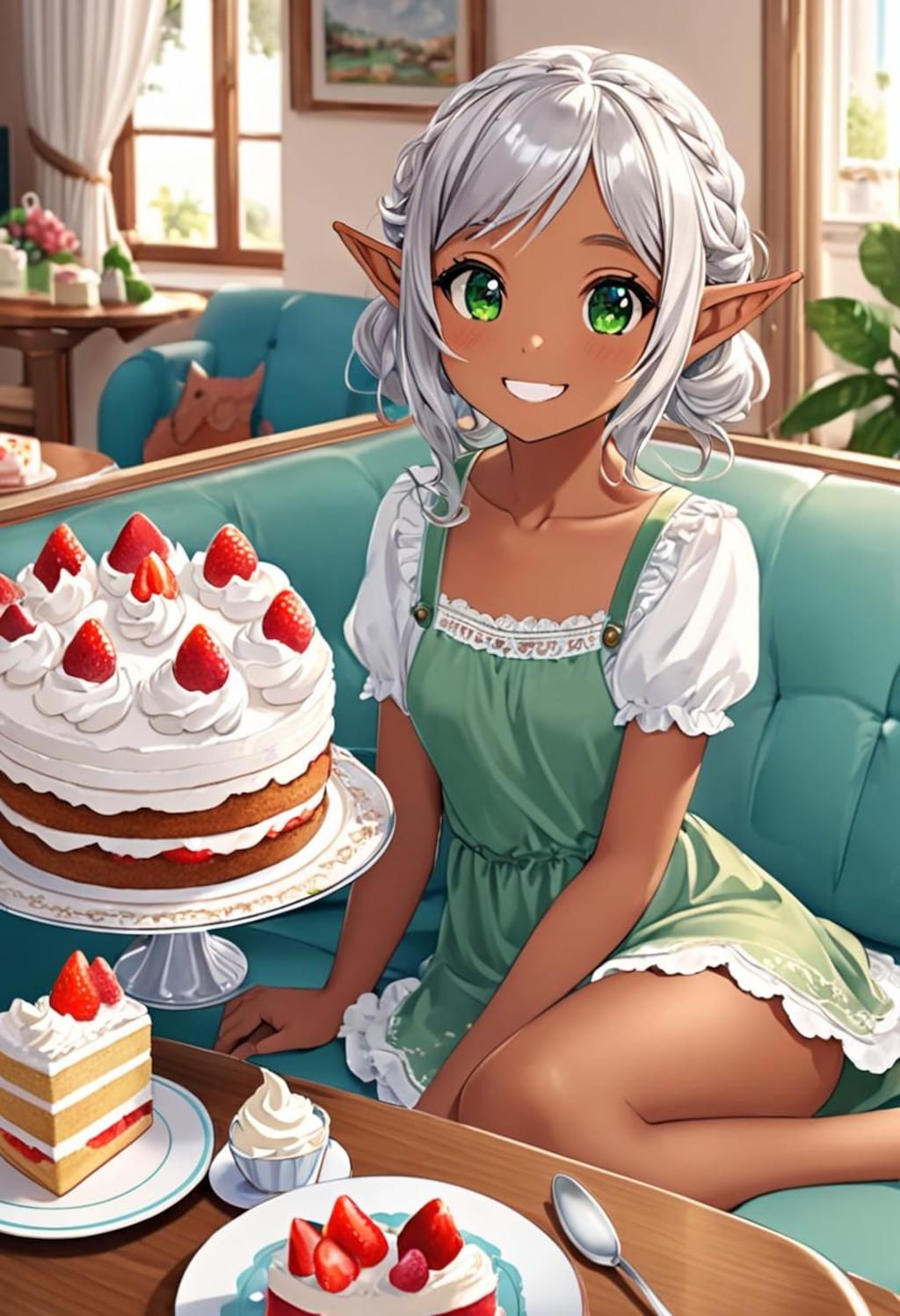ケーキ大好きダークエルフちゃん