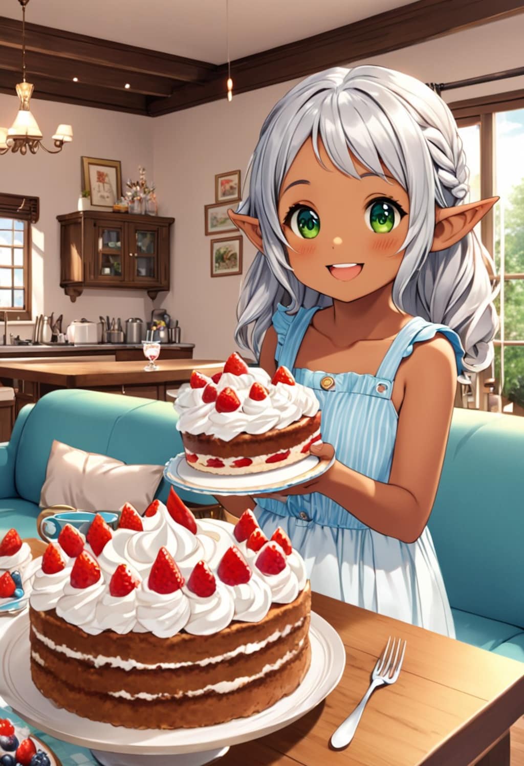 ケーキ大好きダークエルフちゃん