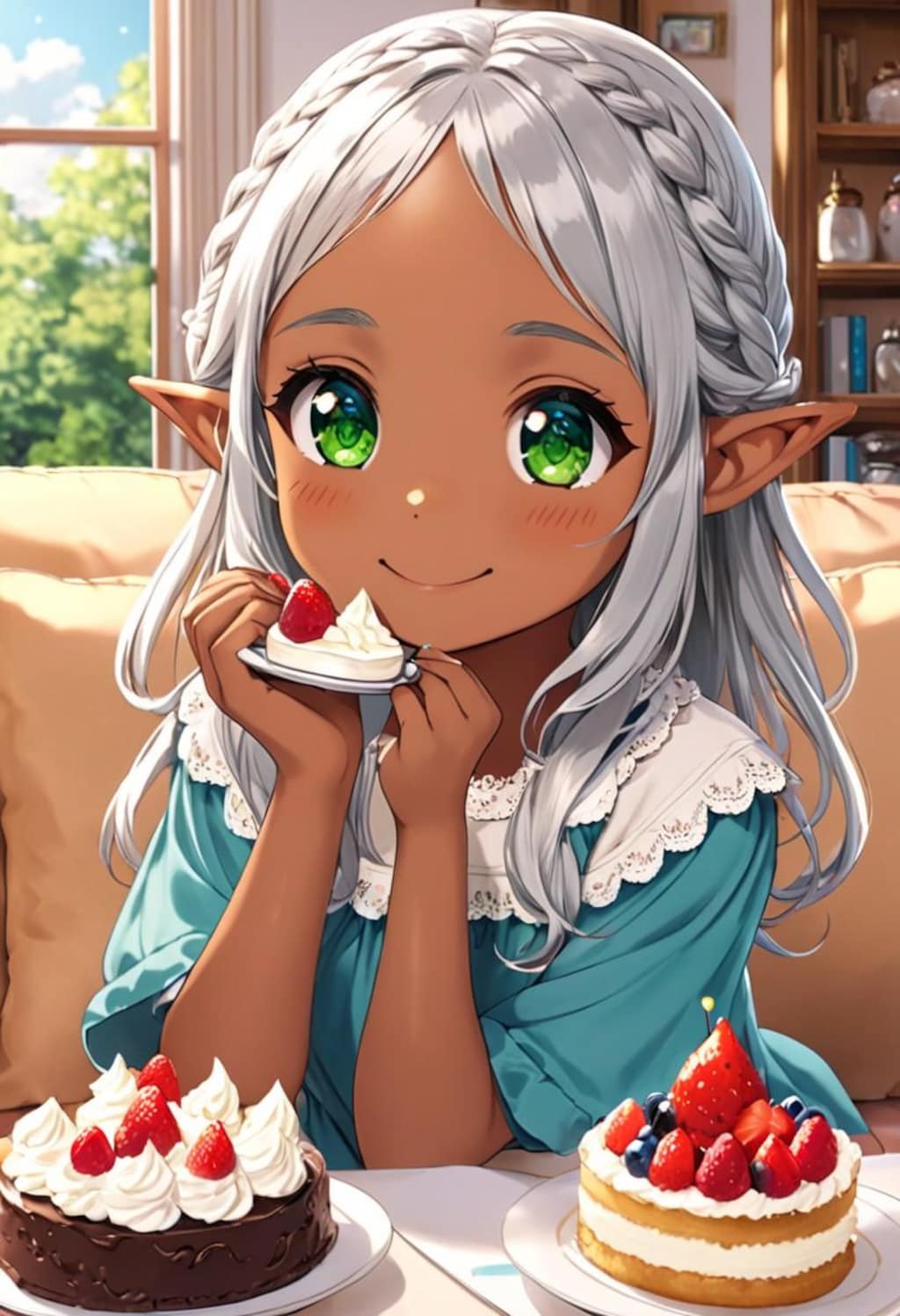 ケーキ大好きダークエルフちゃん