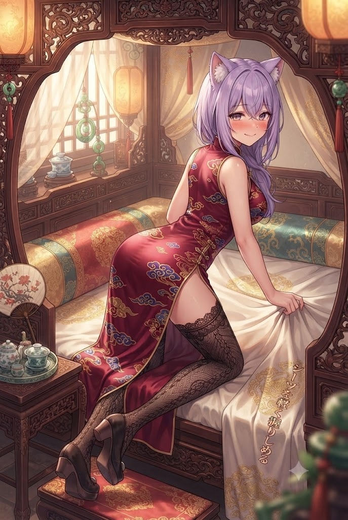 チャイナドレスとチャイナ部屋のシス