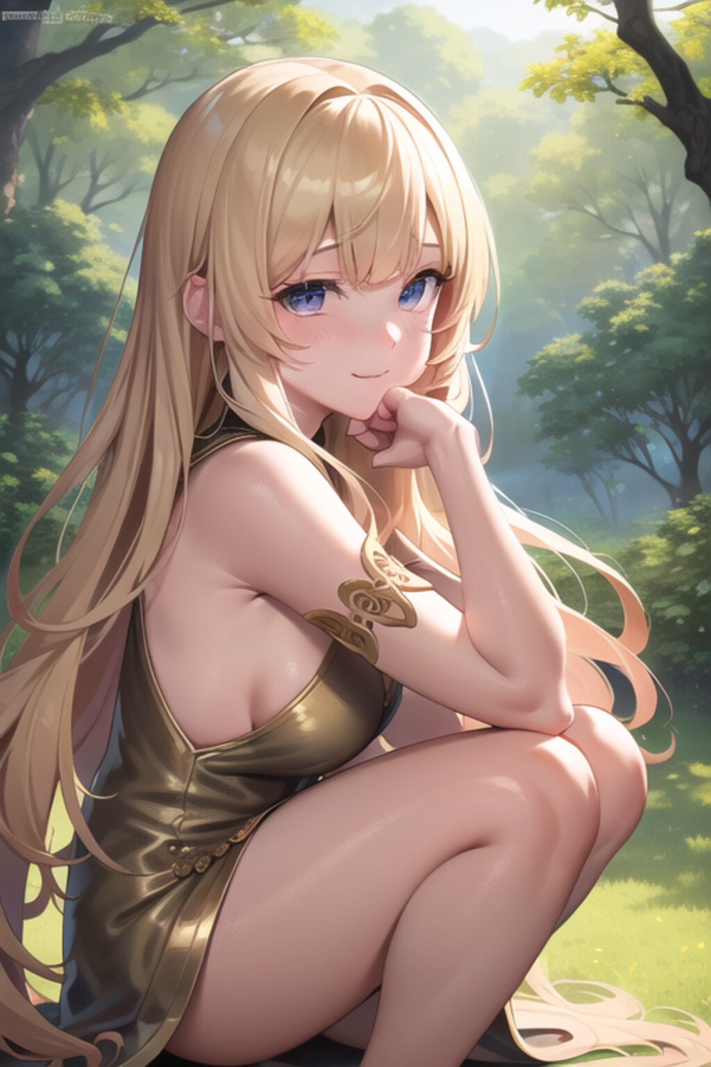 森に佇む金色の髪の少女