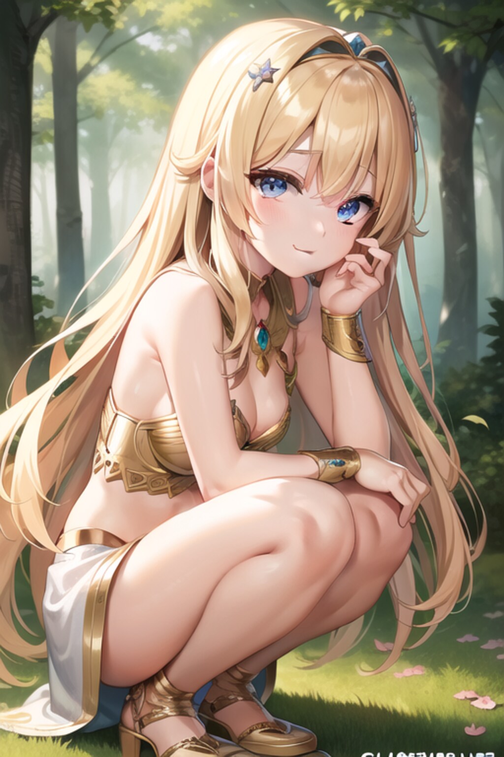 森に佇む金色の髪の少女