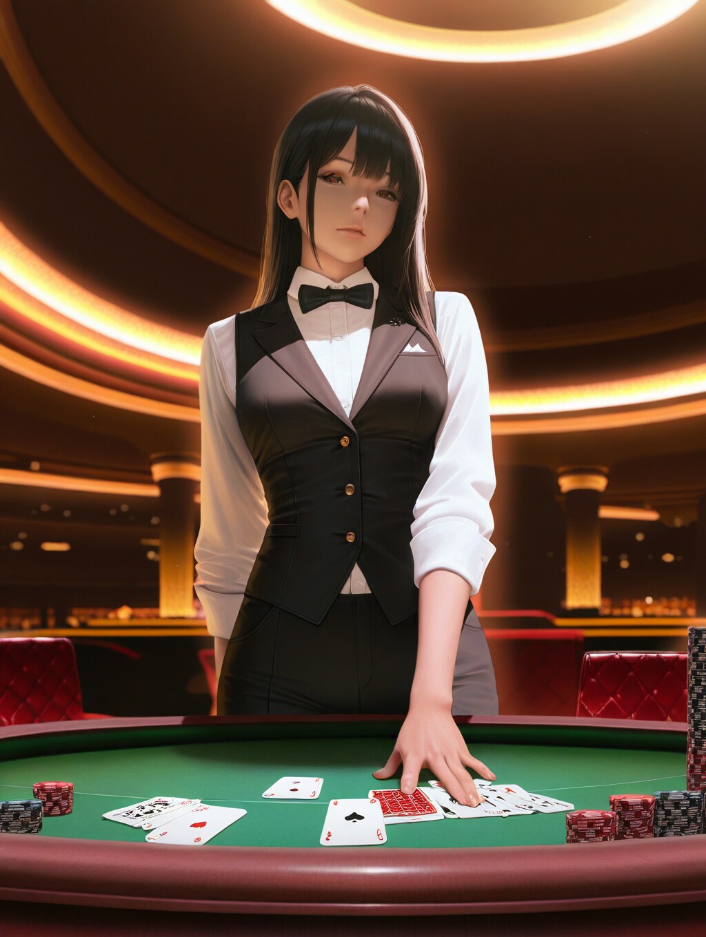 シックなディーラーお姉さん