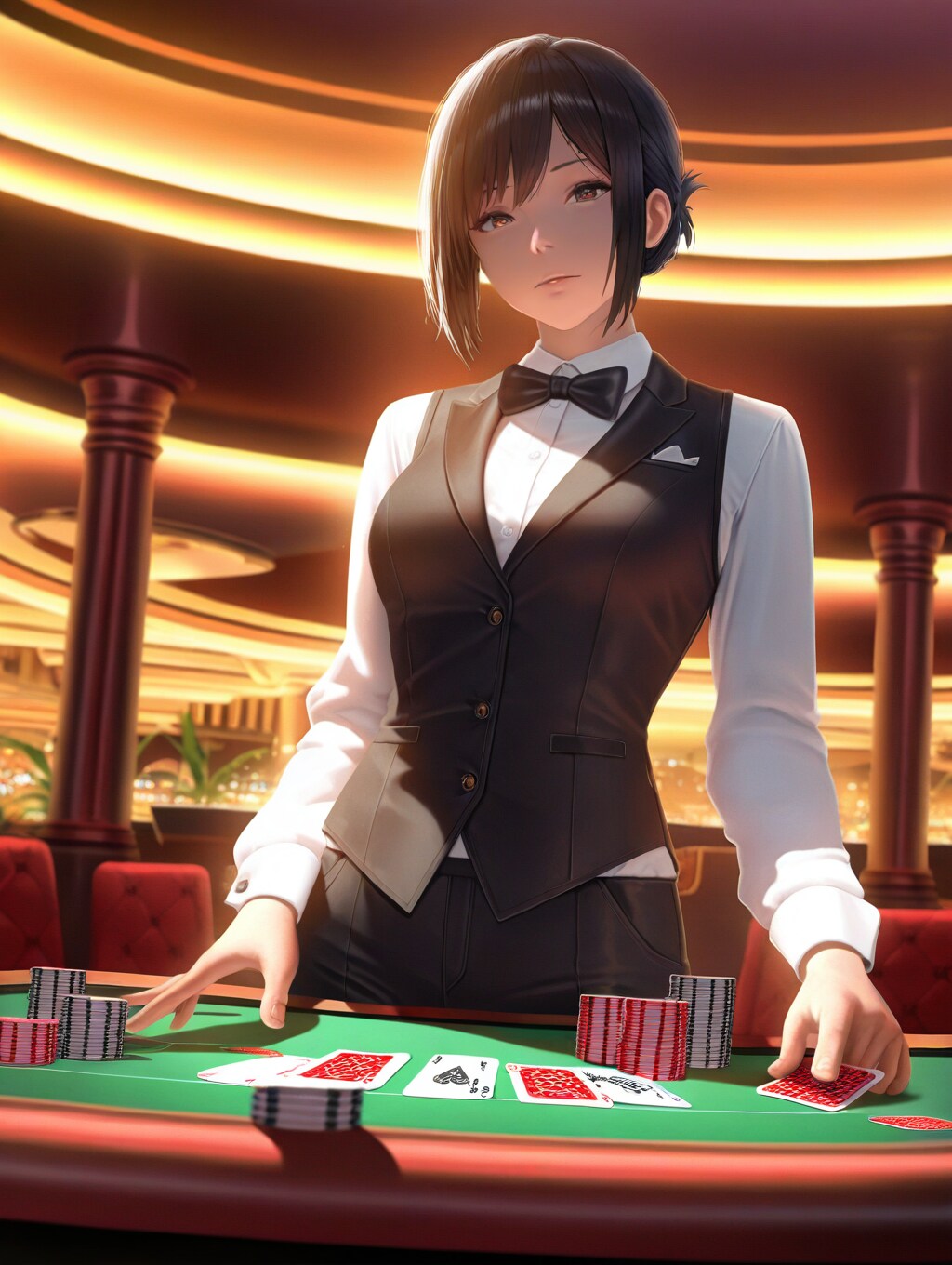 シックなディーラーお姉さん