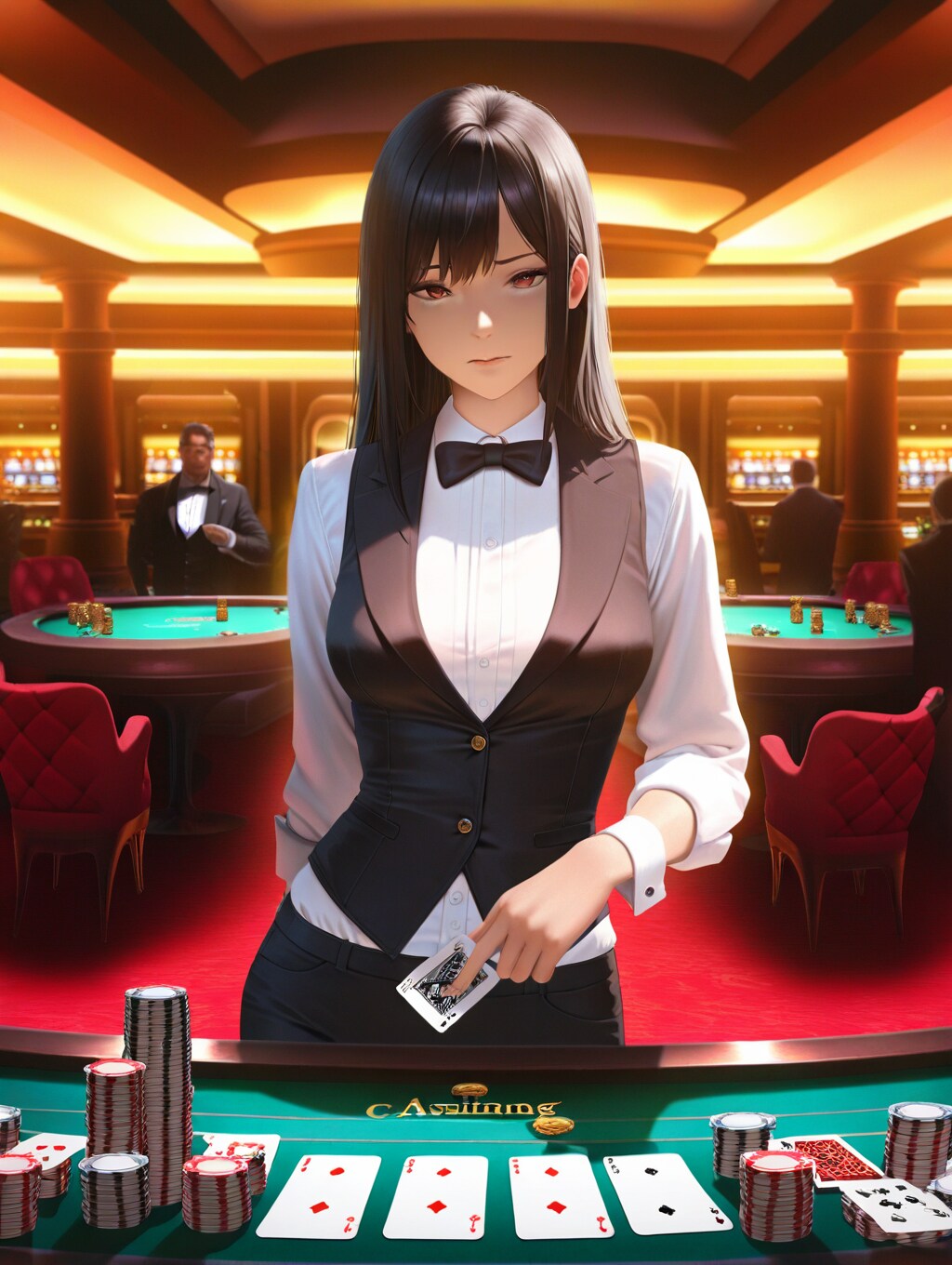 シックなディーラーお姉さん