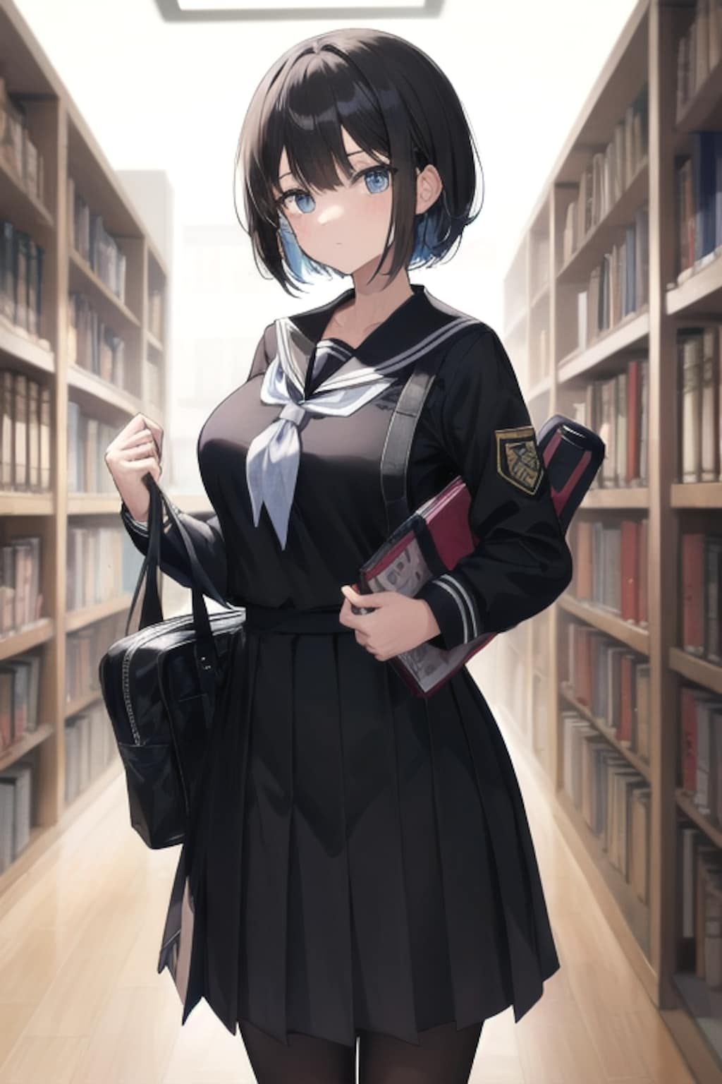 真面目な黒セーラー服JK