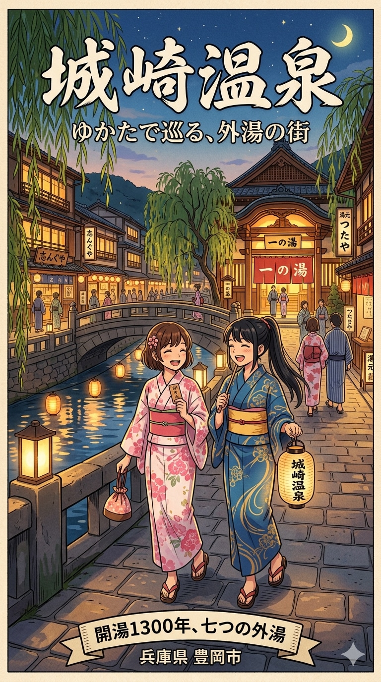 城崎温泉　ポスター風 | の人気AIイラスト・グラビア