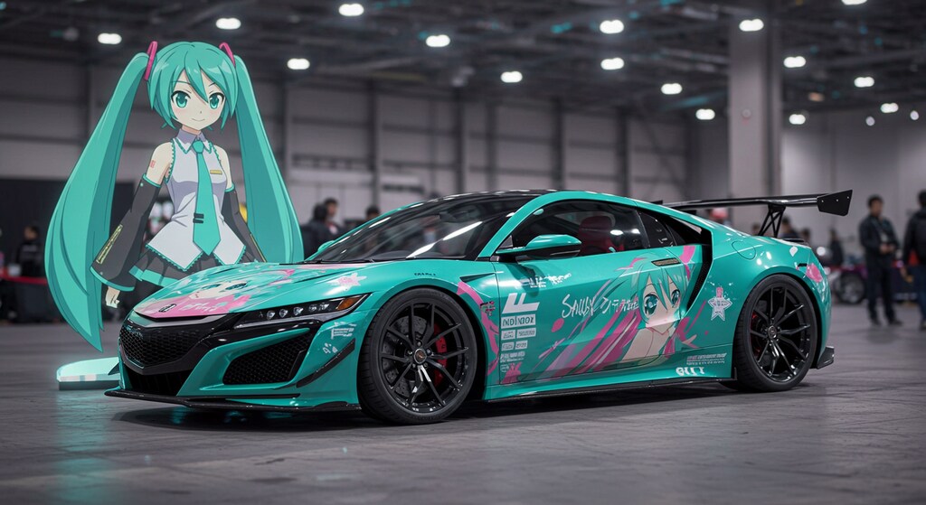 初音ミクと初音ミク痛車NSX