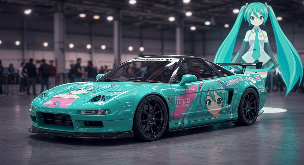 初音ミクと初音ミク痛車NSX