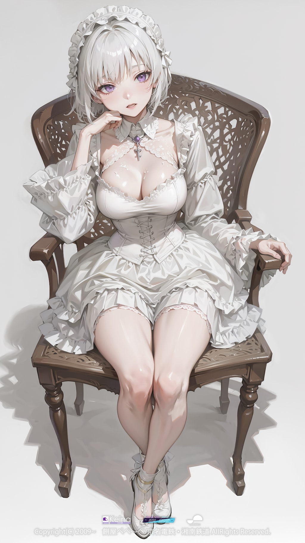 椅子に座る弊社キャラクター【けい あいな】