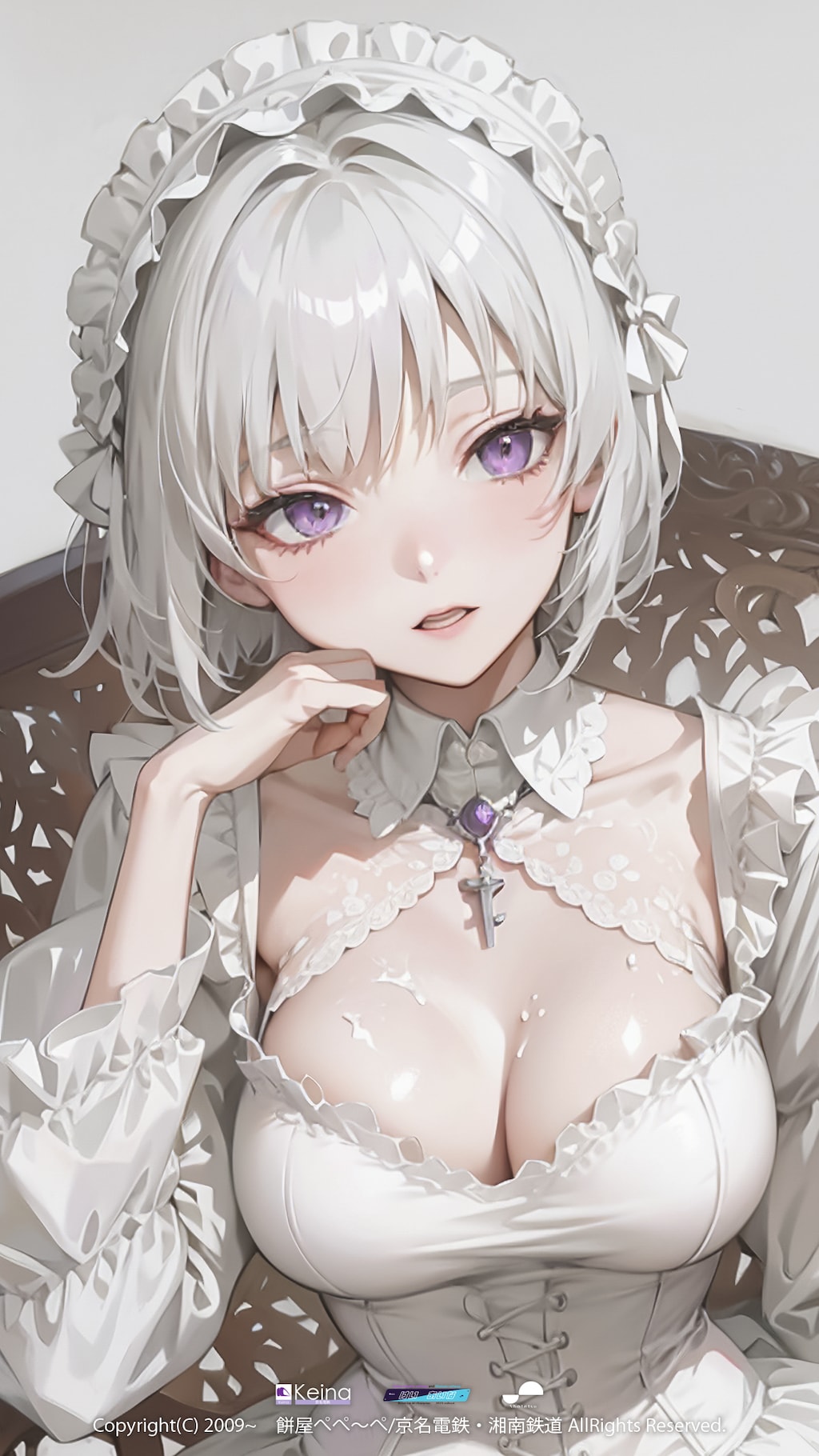 椅子に座る弊社キャラクター【けい あいな】