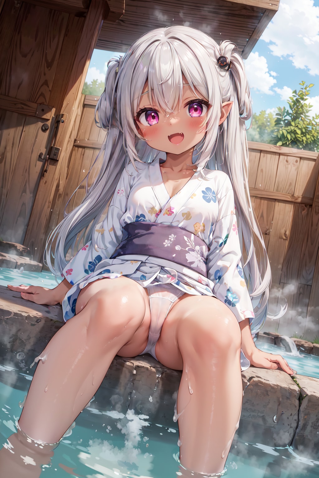 足湯をするダークエルフ