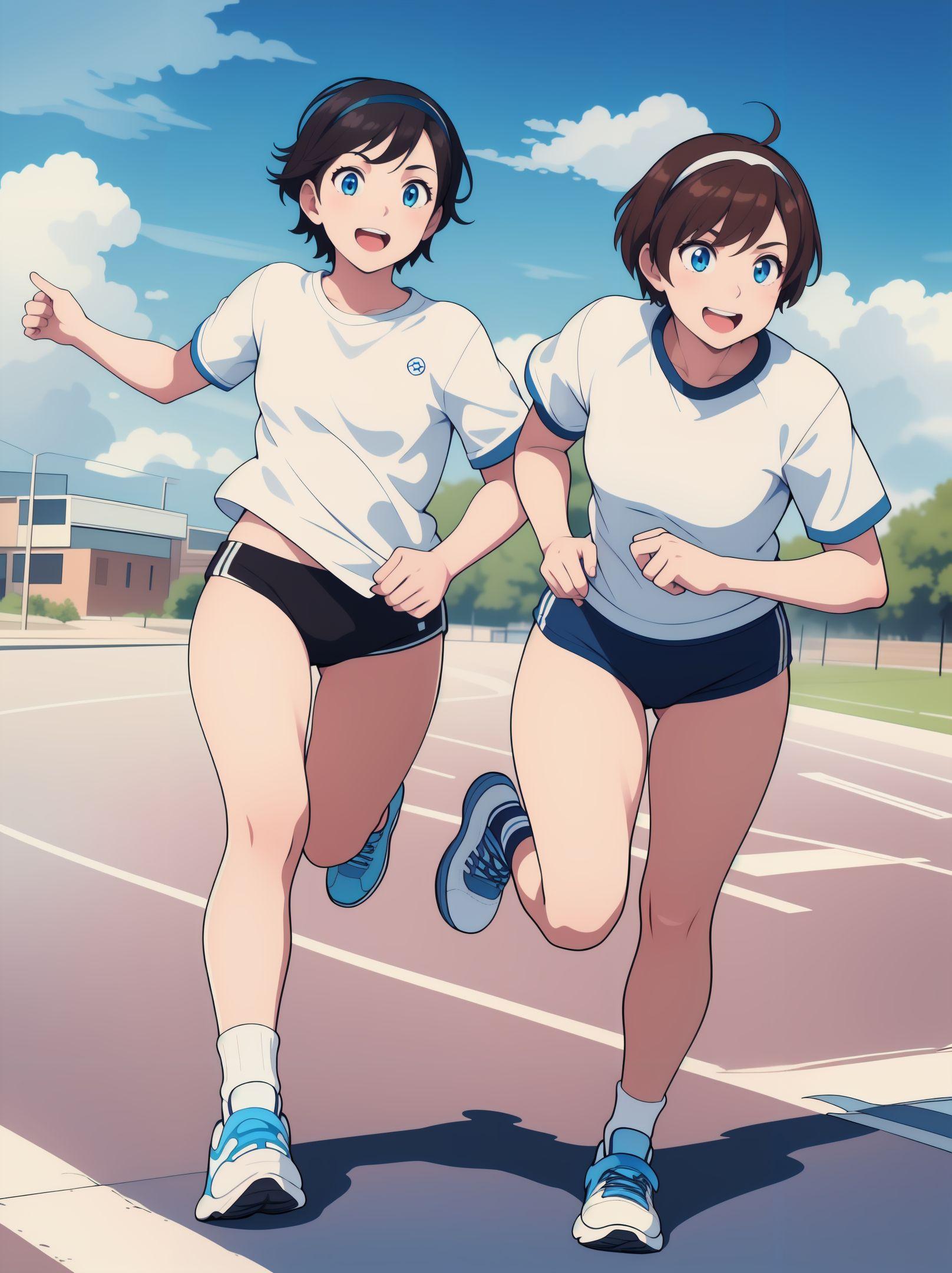 走るブルマ女子2人組