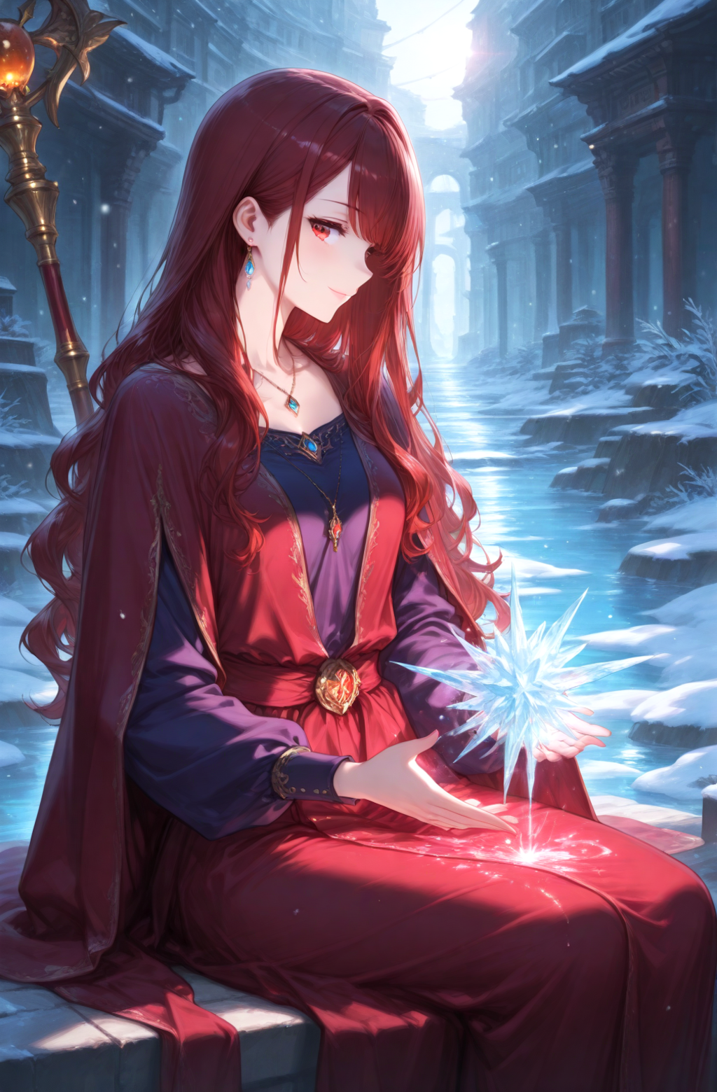 猫と赤色の氷使い