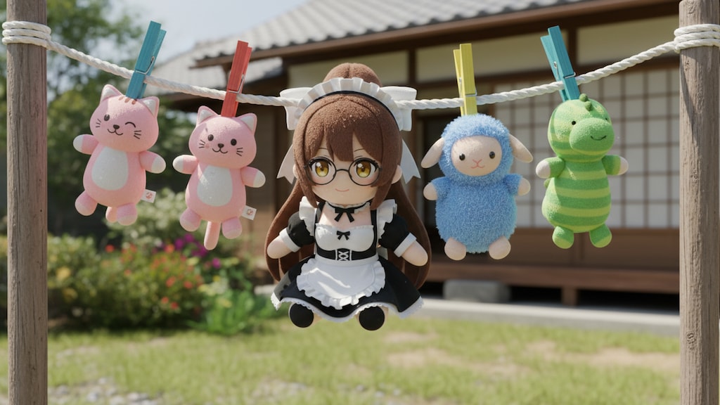 サラさんぬいぐるみを干す