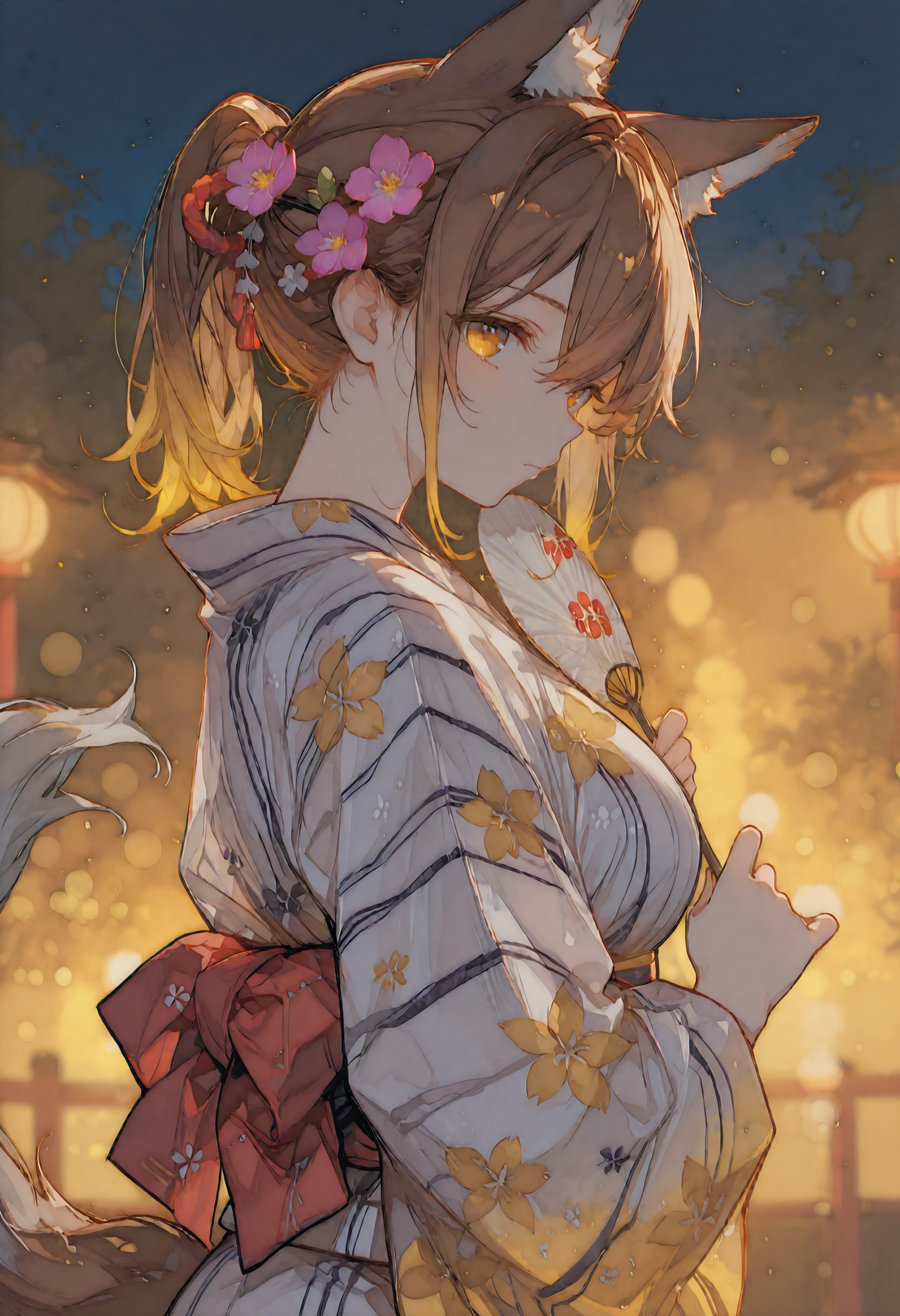 浴衣けもみみ娘 | の人気AIイラスト・グラビア