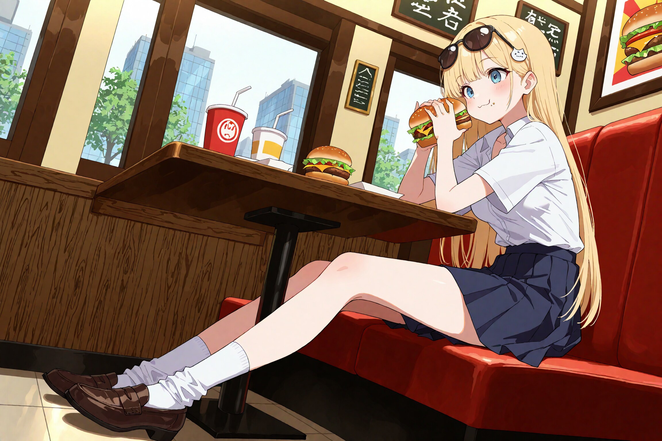 ハンバーガーを食べるひまりちゃん
