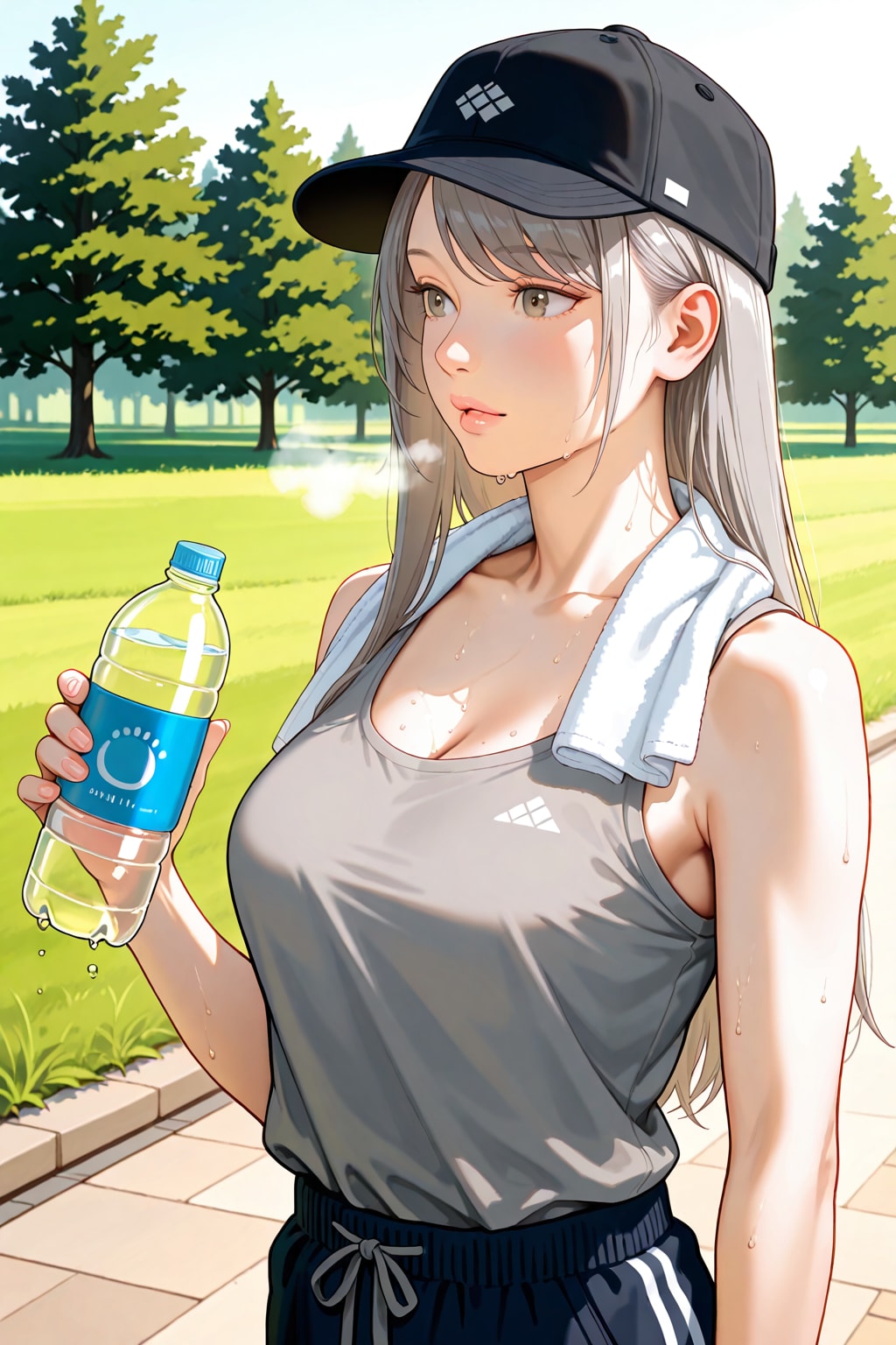 早朝ランニングの休憩中