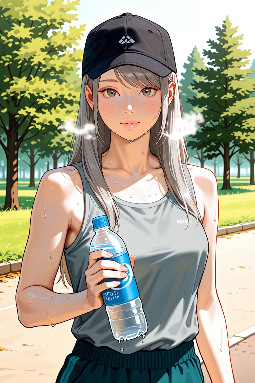 早朝ランニングの休憩中