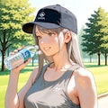 早朝ランニングの休憩中 2枚目