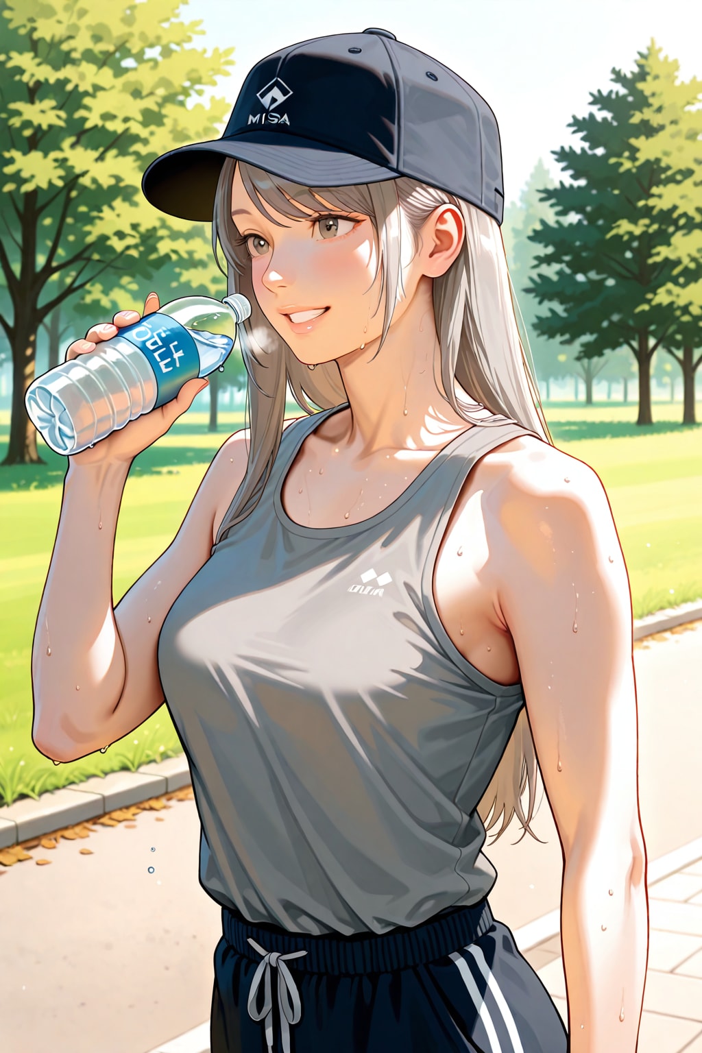 早朝ランニングの休憩中