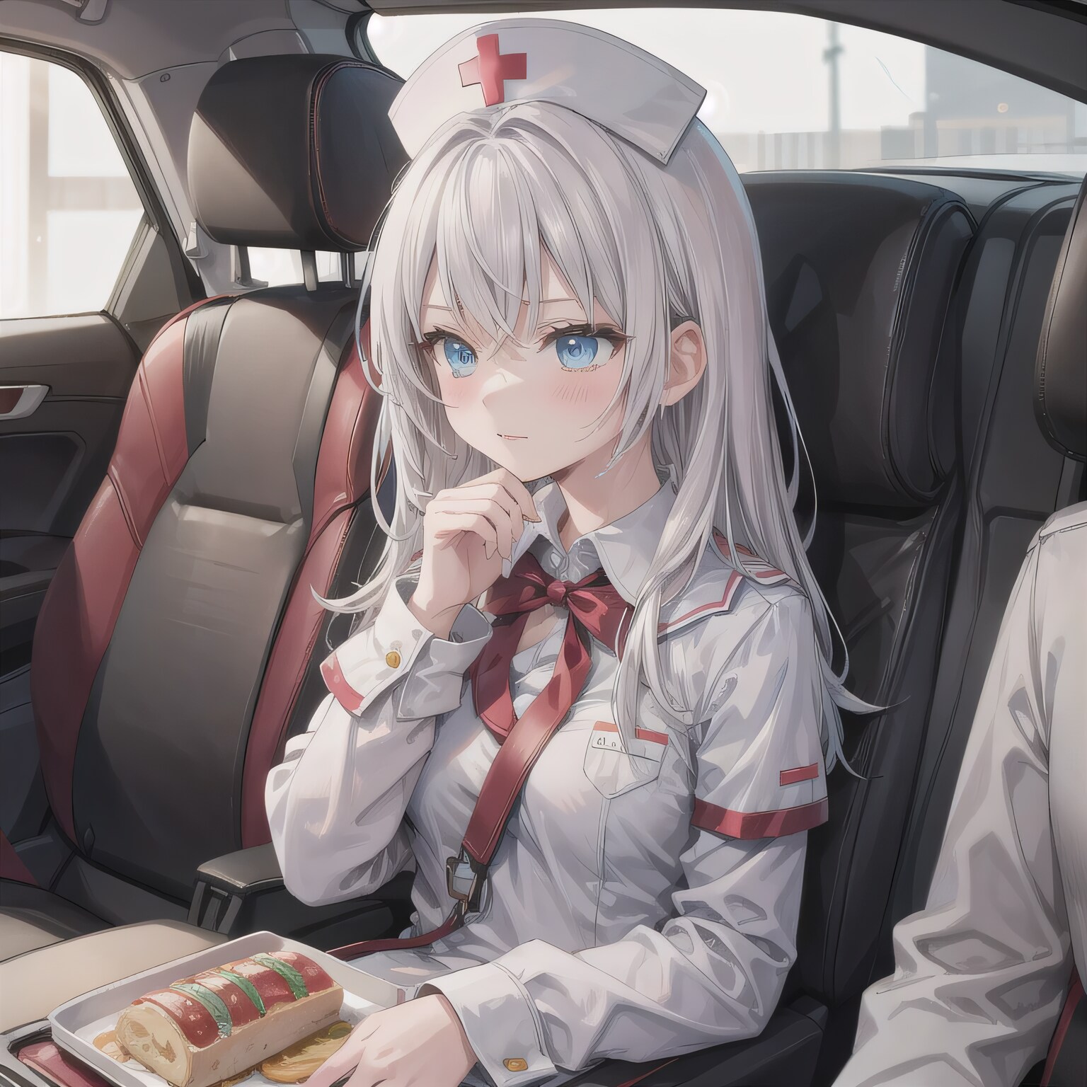 灰髪ロングで車内の少女 | の人気AIイラスト・グラビア