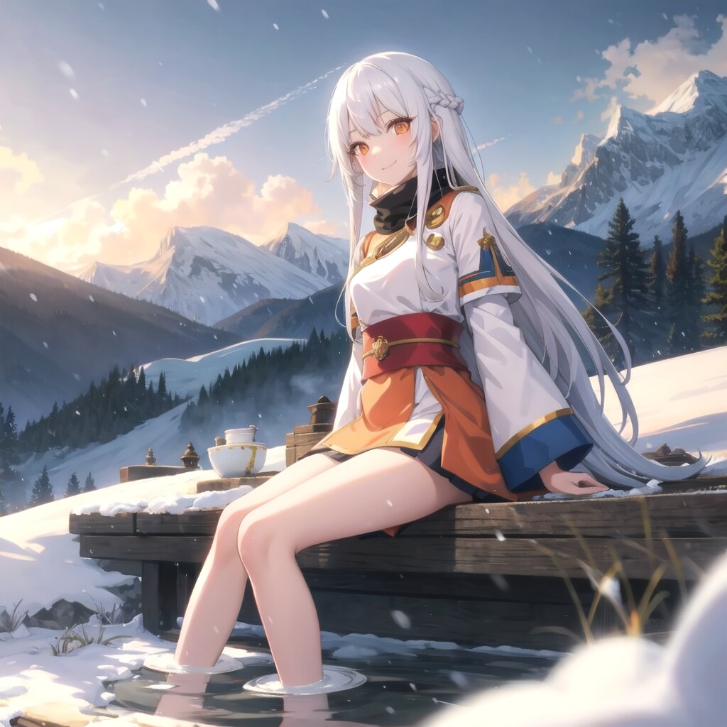 足湯に浸かるうちの子