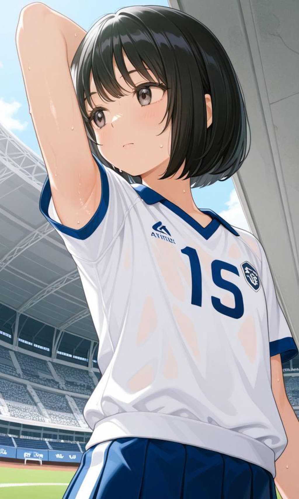 汗だくちっぱいちゃんの体操着と腋の下