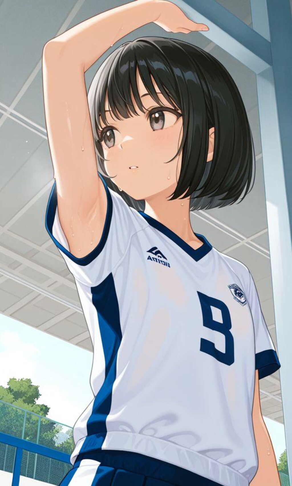 汗だくちっぱいちゃんの体操着と腋の下