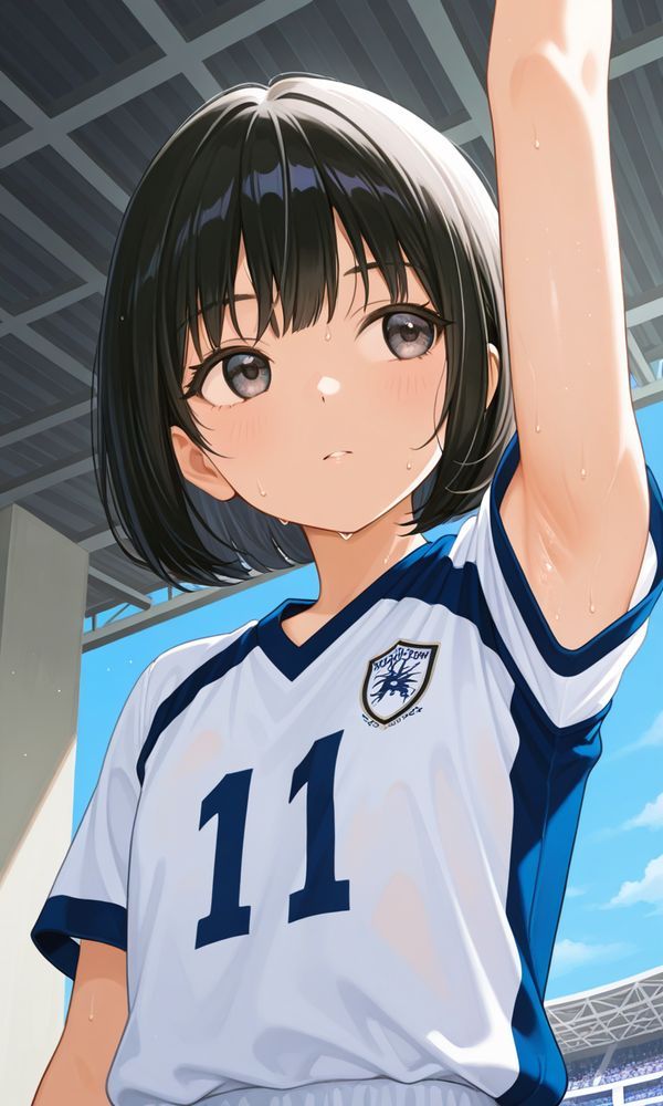 汗だくちっぱいちゃんの体操着と腋の下 | の人気AIイラスト・グラビア