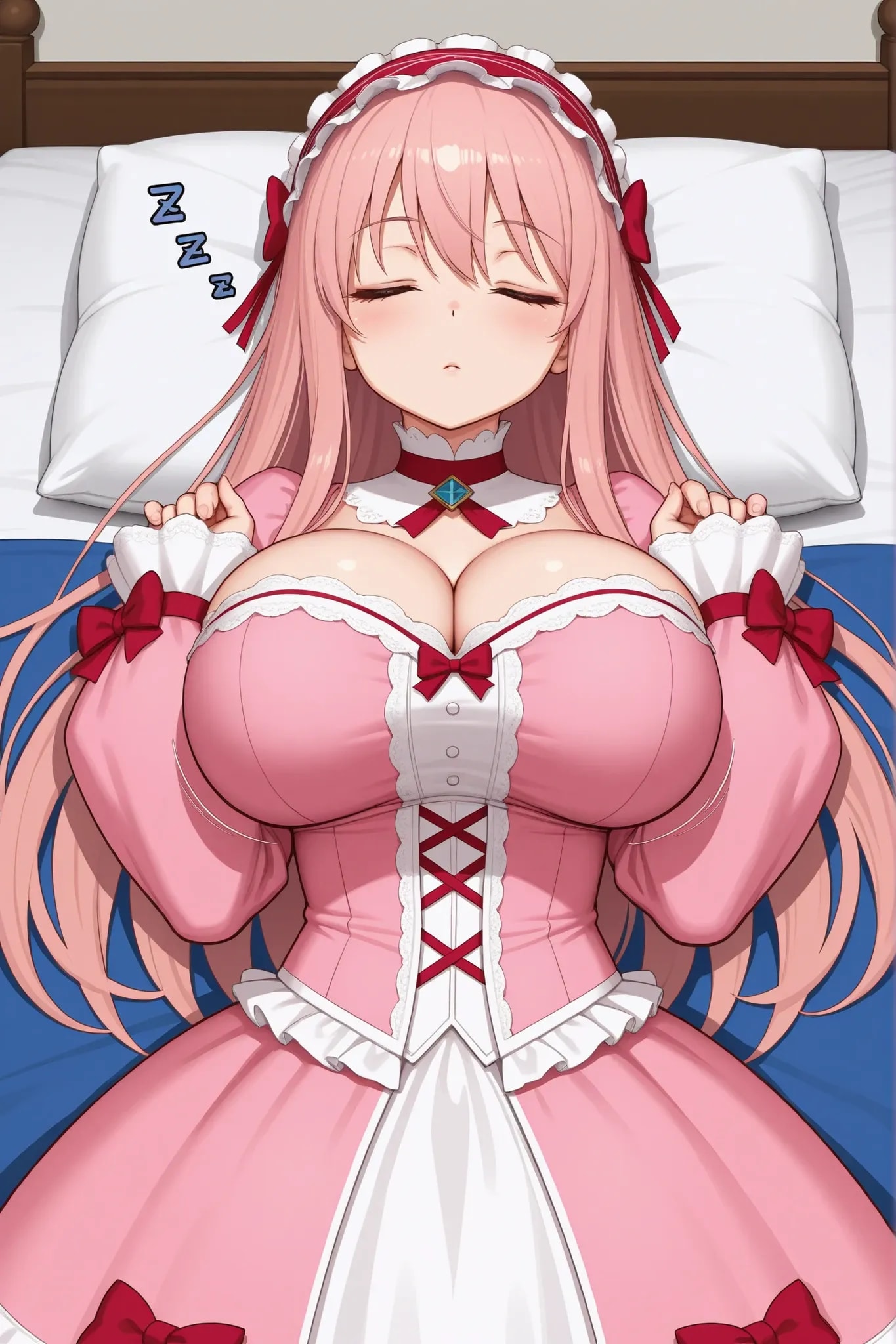 眠る💤ピンクゴスロリ少女