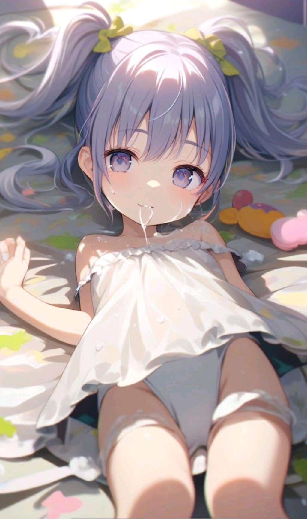 黒髪ツインテールのロリ with ヨーグルト