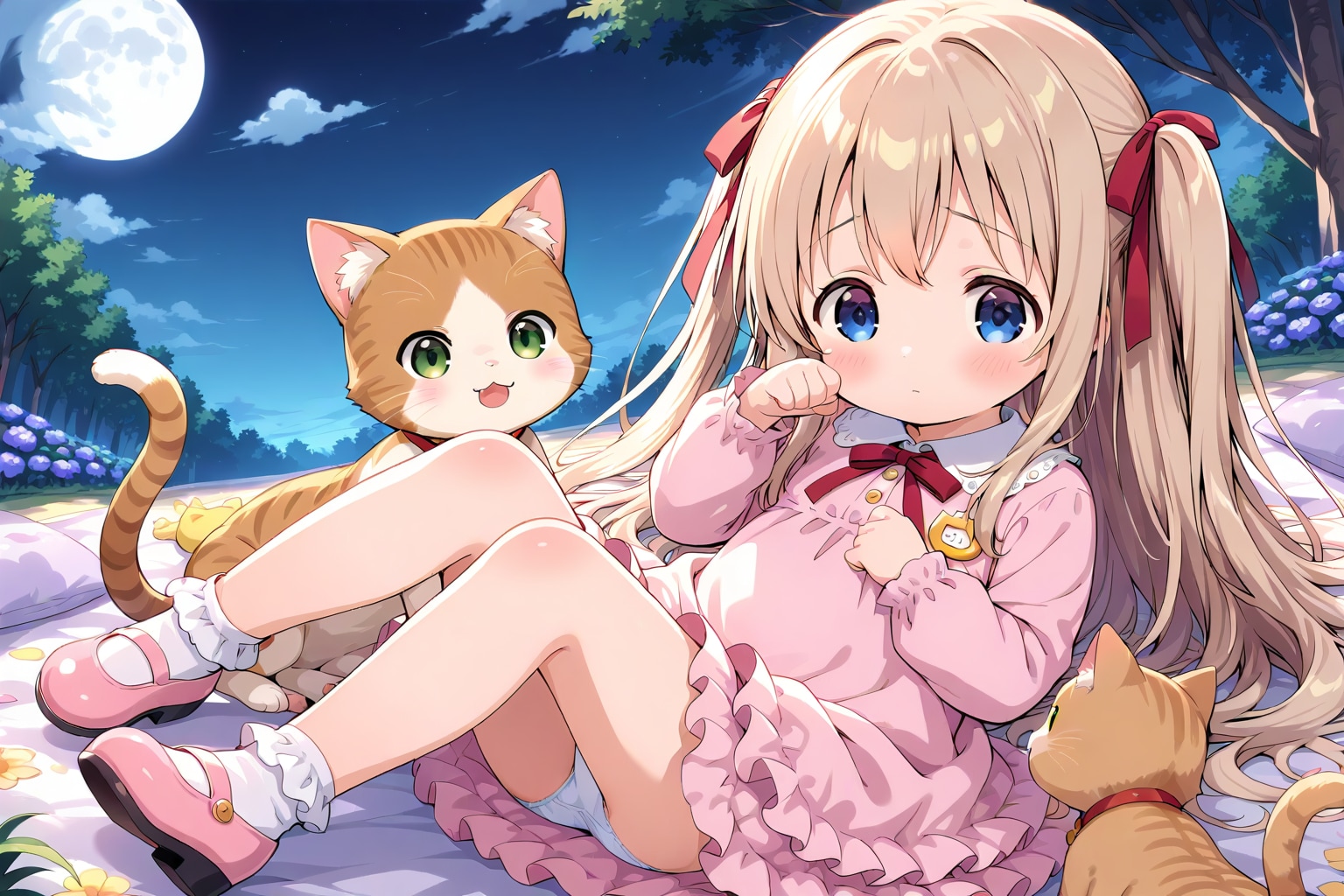 月夜と猫と幼女