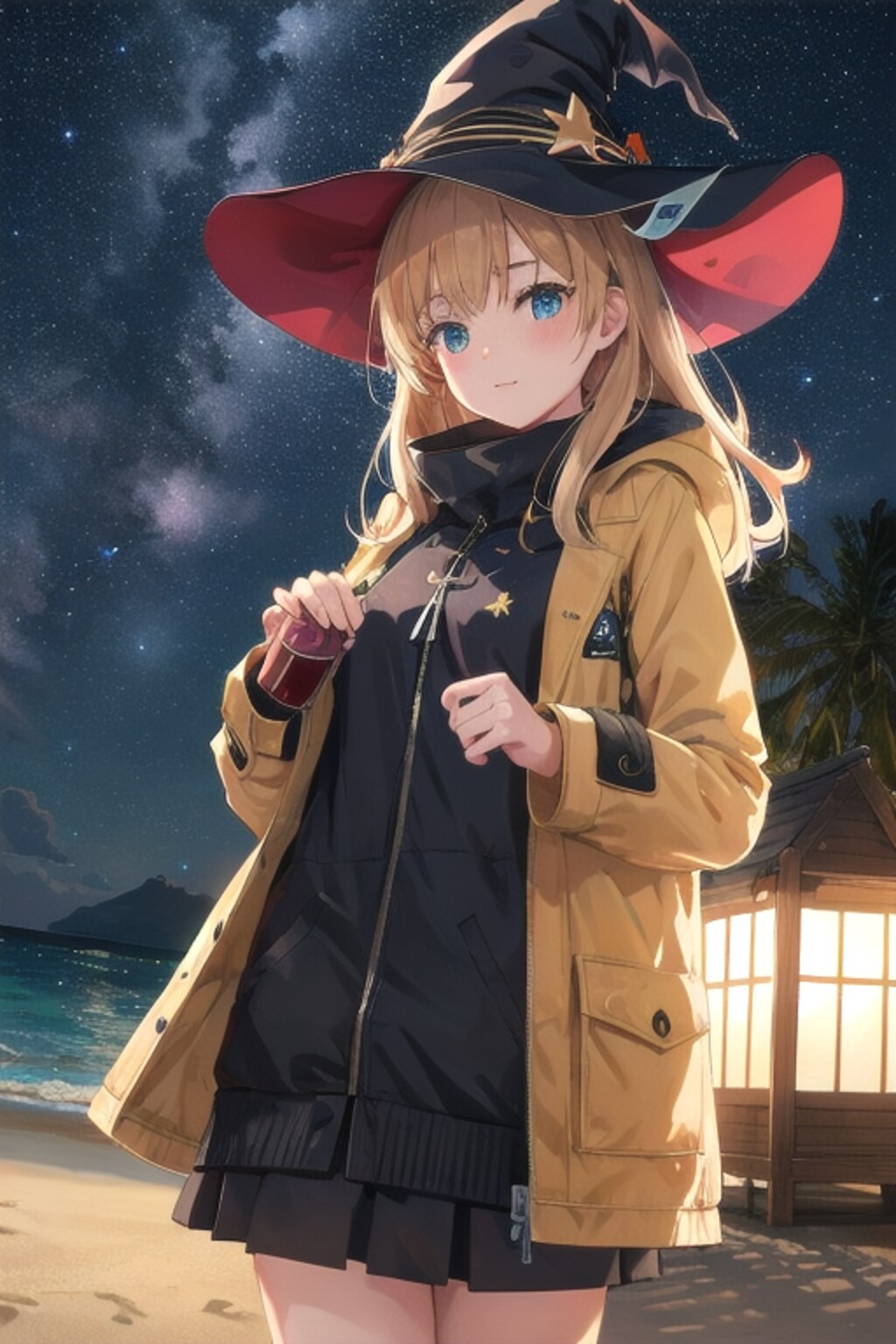 砂浜の魔女と星空