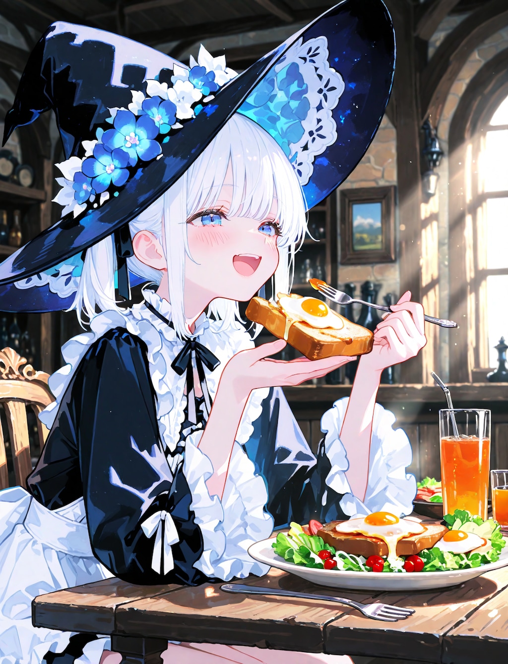 朝ごはん中の魔女さん