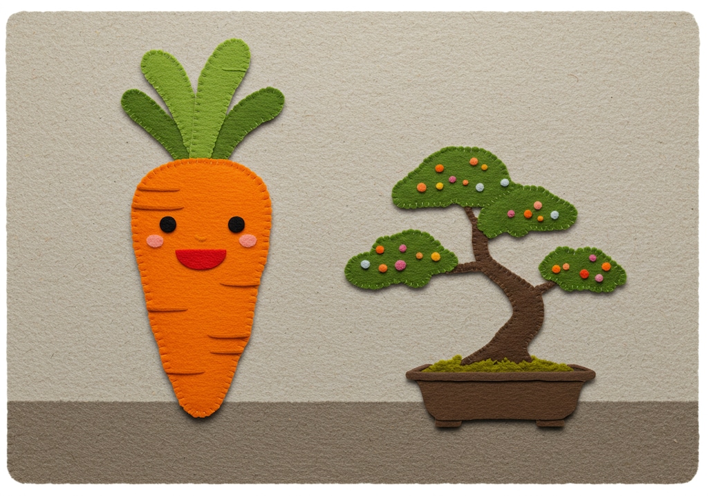 フェルトの人参と盆栽