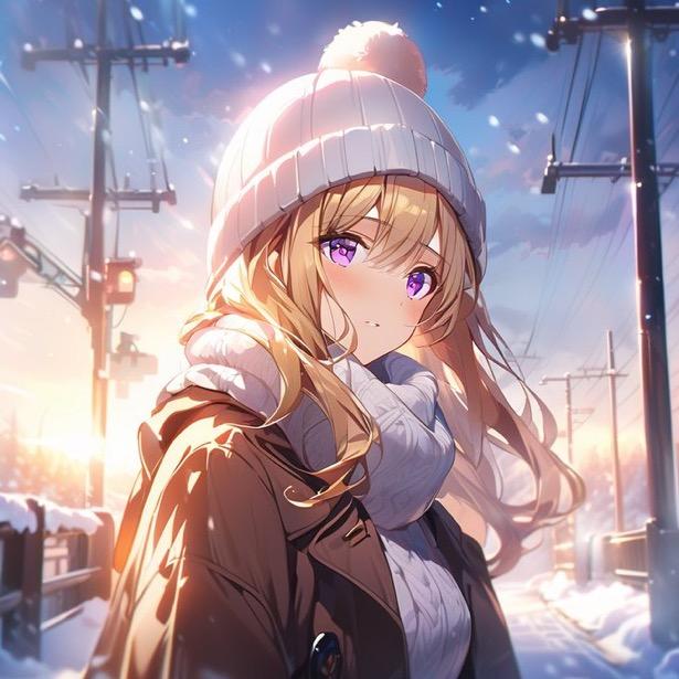 金髪アイドルと冬デート2 | の人気AIイラスト・グラビア