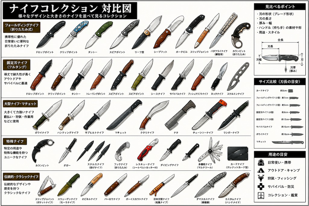 様々なナイフとその種類はコレクション、