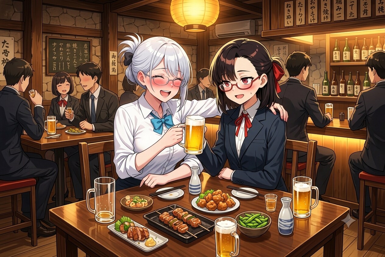 黒瀬さんと露峰さんと居酒屋で