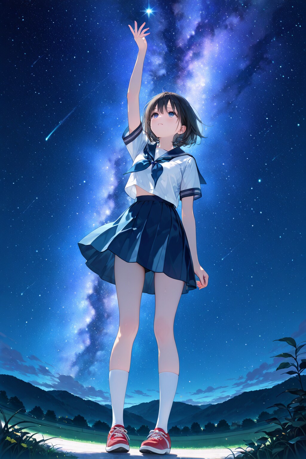 七夕の夜空を見上げる