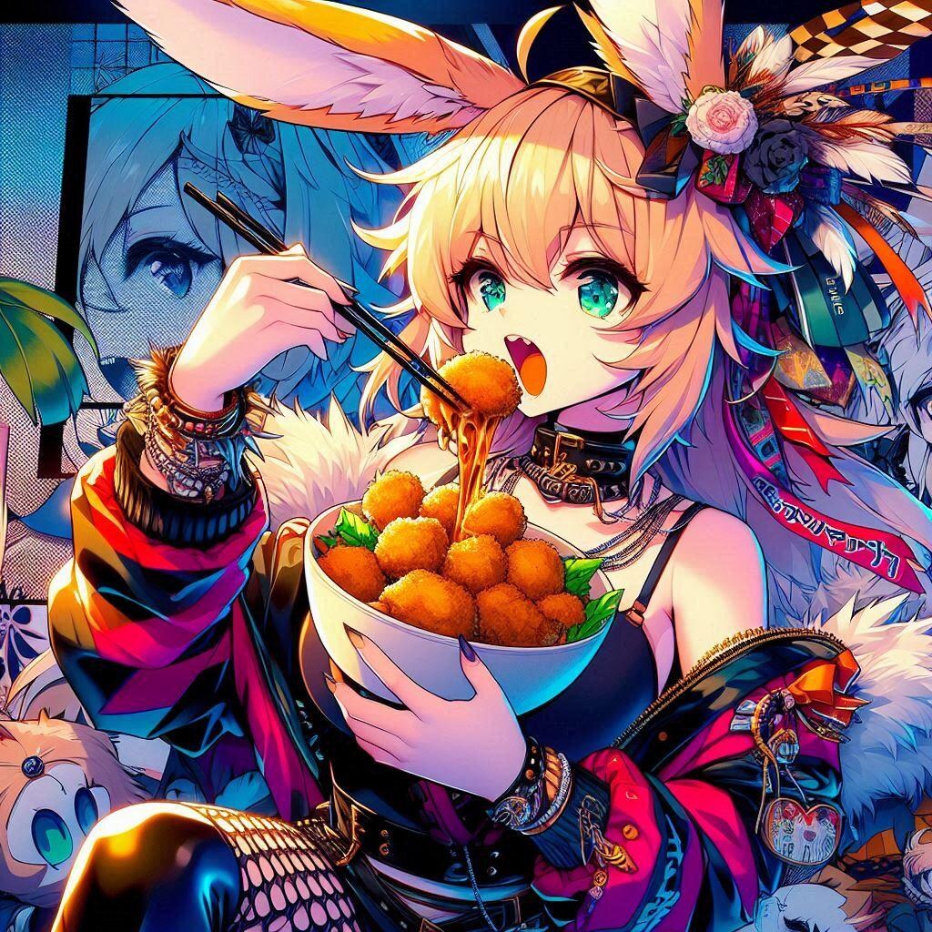 うさ天使とから揚げ丼